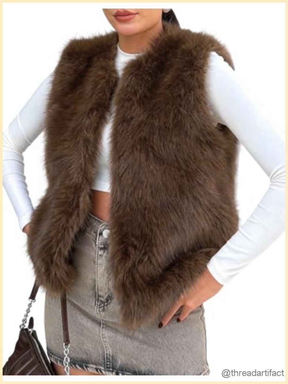 Faux Fur Sleeveless Vest Fluffy Open Front Warm Winter Coat Thick Plush